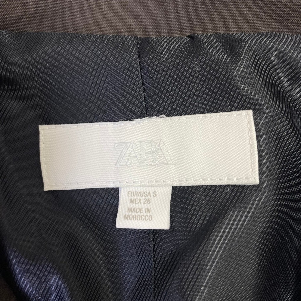 Zara Womens Chocolate Brown Double Breasted Oversized Blazer Jacket Size Small - Picture 5 of 16